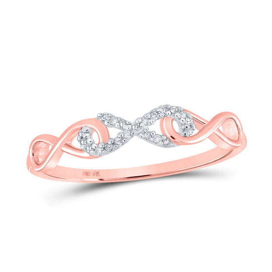 10k Rose Gold Womens Round Diamond Infinity Ring 1/20 Cttw