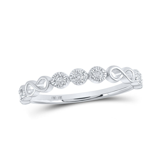 10k White Gold Womens Round Diamond Infinity Ring 1/8 Cttw