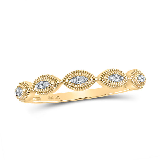 10k Yellow Gold Womens Round Diamond Band Ring 1/20 Cttw