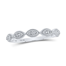  10k White Gold Womens Round Diamond Band Ring 1/20 Cttw