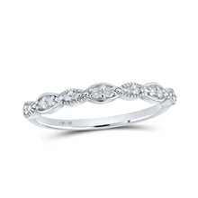 10k White Gold Womens Round Diamond Stackable Band Ring 1/8 Cttw