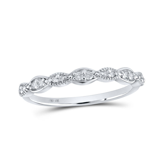 10k White Gold Womens Round Diamond Stackable Band Ring 1/8 Cttw