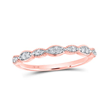  10k Rose Gold Womens Round Diamond Stackable Band Ring 1/8 Cttw