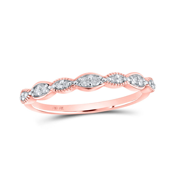 10k Rose Gold Womens Round Diamond Stackable Band Ring 1/8 Cttw