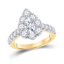  14k Yellow Gold Pear Diamond Halo Bridal Wedding Engagement Ring 2-3/8 Cttw