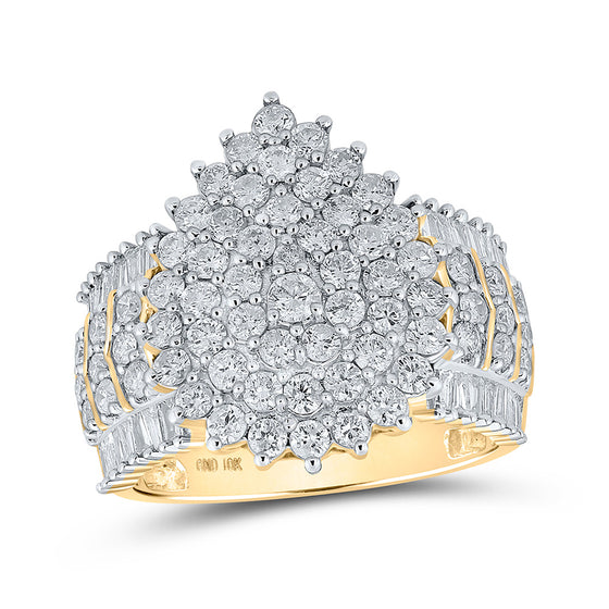 10k Yellow Gold Womens Round Diamond Tear Cluster Ring 2 Cttw
