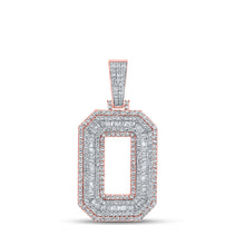  10k Two-tone Gold Mens Baguette Diamond O Initial Letter Charm Pendant 2-1/5 Cttw