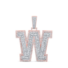  10k Two-tone Gold Mens Baguette Diamond W Initial Letter Charm Pendant 3 Cttw