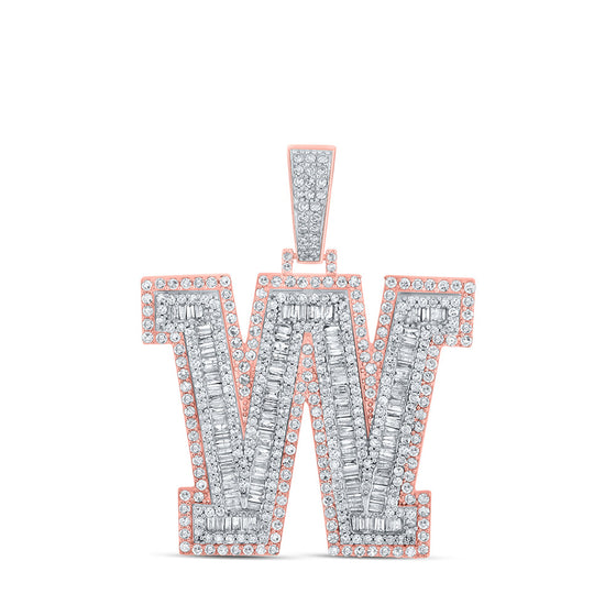 10k Two-tone Gold Mens Baguette Diamond W Initial Letter Charm Pendant 3 Cttw