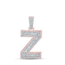  10k Two-tone Gold Mens Baguette Diamond Z Initial Letter Charm Pendant 1-7/8 Cttw