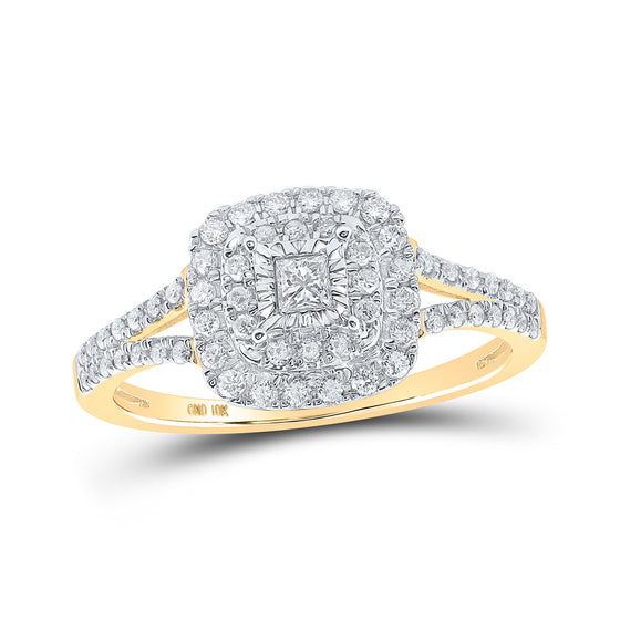 10k Yellow Gold Womens Princess Diamond Square Ring 3/8 Cttw