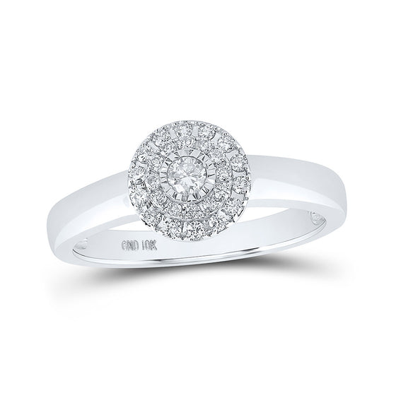 10k White Gold Womens Round Diamond Cluster Ring 1/4 Cttw