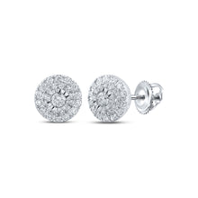  10k White Gold Womens Round Diamond Cluster Earrings 1/2 Cttw
