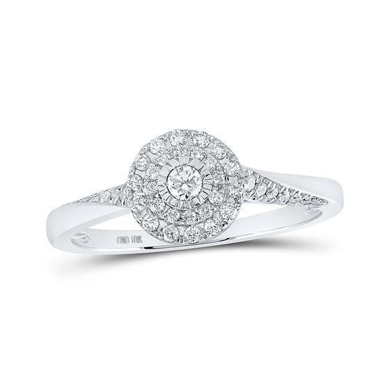 10k White Gold Womens Round Diamond Cluster Ring 1/4 Cttw