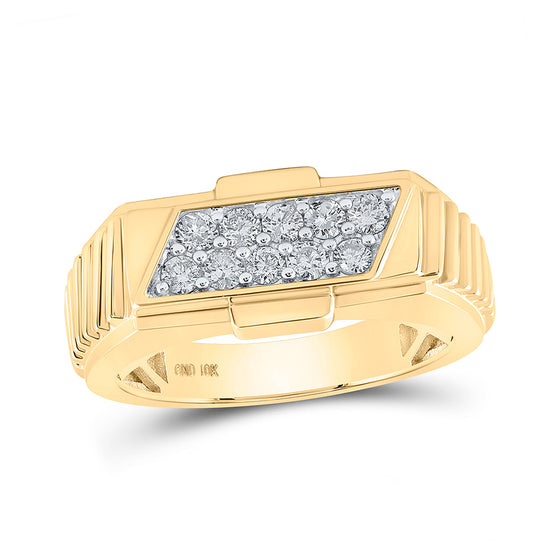 10k Yellow Gold Mens Round Diamond Band Ring 1/2 Cttw