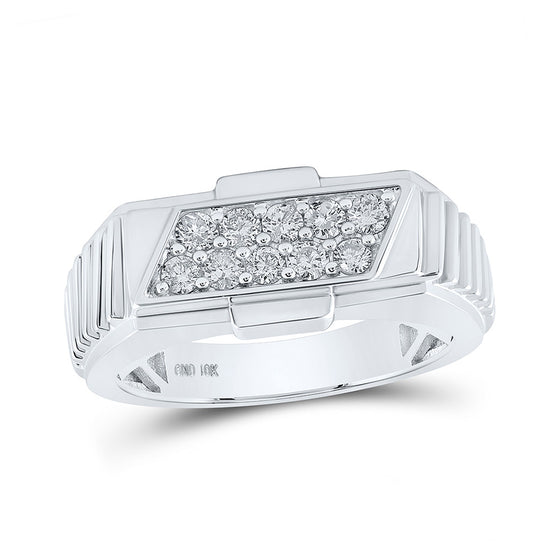 10k White Gold Mens Round Diamond Band Ring 1/2 Cttw