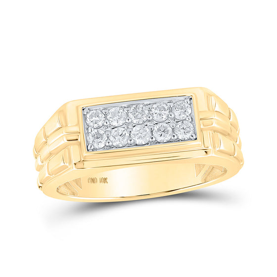 10k Yellow Gold Mens Round Diamond Band Ring 1/2 Cttw