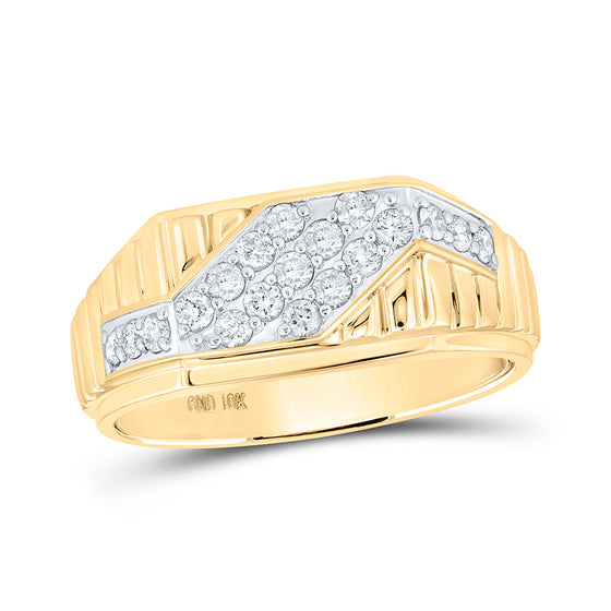 10k Yellow Gold Mens Round Diamond Band Ring 1/2 Cttw