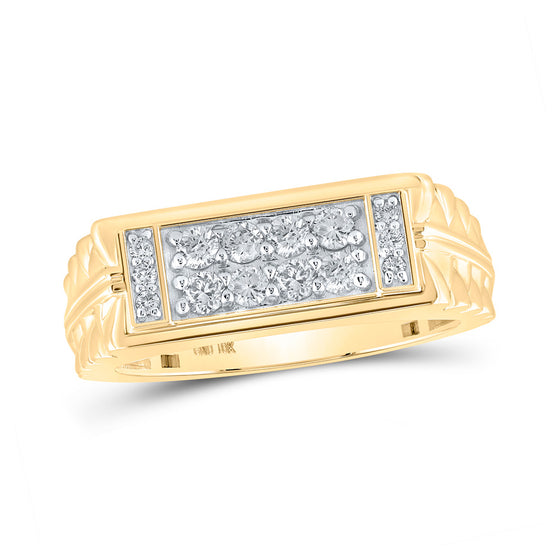 10k Yellow Gold Mens Round Diamond Band Ring 1/2 Cttw