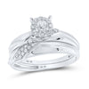 10k White Gold His Hers Round Diamond Halo Matching Wedding Set 1/3 Cttw