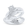 10k White Gold His Hers Round Diamond Halo Matching Wedding Set 1/3 Cttw