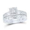 10k White Gold His Hers Round Diamond Square Matching Wedding Set 1/3 Cttw