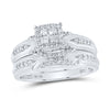 10k White Gold His Hers Round Diamond Cluster Matching Wedding Set 1/2 Cttw