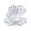 10k White Gold His Hers Round Diamond Cluster Matching Wedding Set 1/2 Cttw