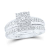 10k White Gold His Hers Round Diamond Square Matching Wedding Set 1/2 Cttw