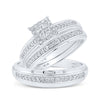 10k White Gold His Hers Round Diamond Square Matching Wedding Set 1/2 Cttw