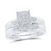 10k White Gold His Hers Round Diamond Square Matching Wedding Set 1/2 Cttw