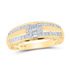 10k Yellow Gold His Hers Round Diamond Square Matching Wedding Set 1 Cttw