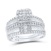 10k White Gold His Hers Round Diamond Square Matching Wedding Set 1 Cttw