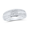 10k White Gold His Hers Round Diamond Square Matching Wedding Set 1 Cttw