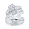 10k White Gold His Hers Round Diamond Square Matching Wedding Set 1 Cttw