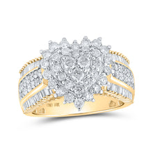  10k Yellow Gold Womens Round Diamond Heart Ring 1-1/2 Cttw