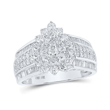  10k White Gold Womens Round Diamond Cluster Ring 1-1/2 Cttw