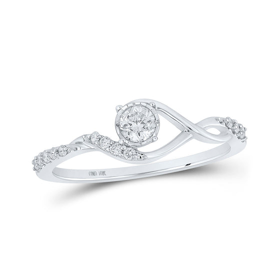 10k White Gold Womens Round Diamond Solitaire Ring 1/4 Cttw