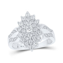  10k White Gold Womens Round Diamond Marquise-shape Cluster Ring 1 Cttw