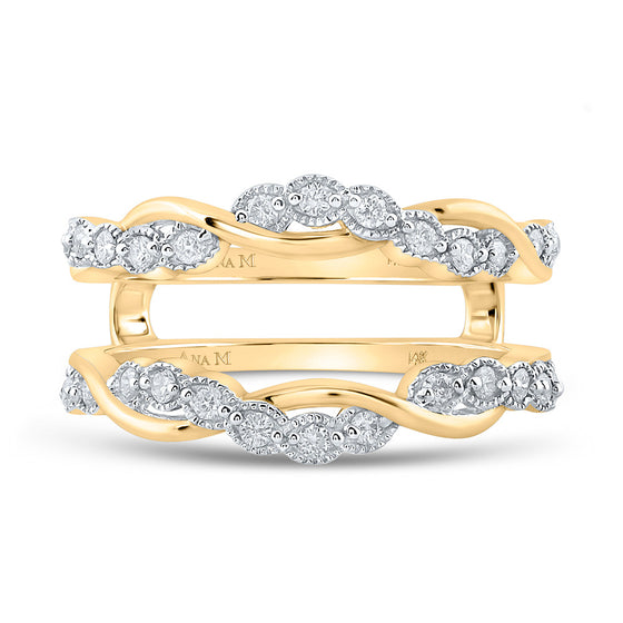 14k Yellow Gold Womens Round Diamond Wrap Enhancer Wedding Band 1/3 Cttw
