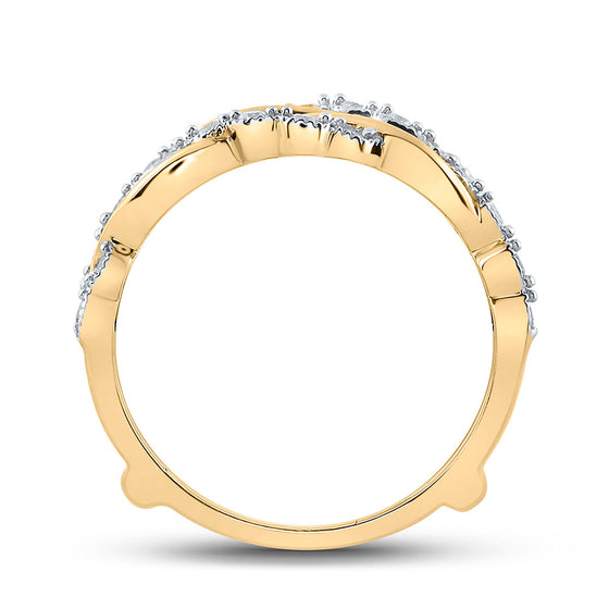 14k Yellow Gold Womens Round Diamond Wrap Enhancer Wedding Band 1/3 Cttw