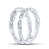 14k White Gold Womens Round Diamond Wrap Enhancer Wedding Band 1/3 Cttw