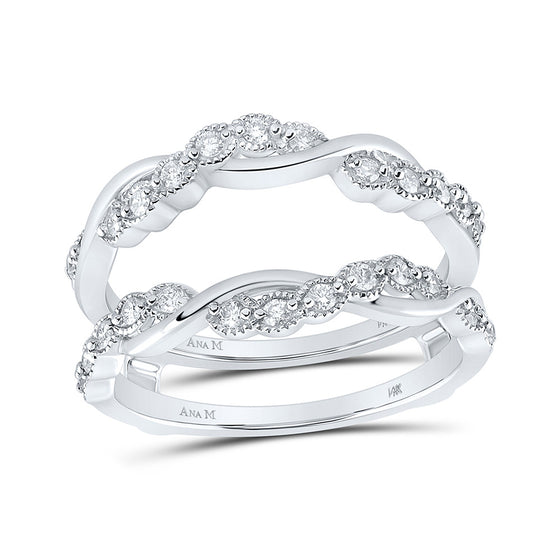 14k White Gold Womens Round Diamond Wrap Enhancer Wedding Band 1/3 Cttw