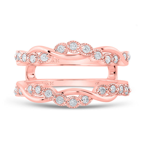14k Rose Gold Womens Round Diamond Wrap Enhancer Wedding Band 1/3 Cttw