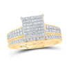 Yellow-tone Sterling Silver His Hers Round Diamond Square Matching Wedding Set 7/8 Cttw