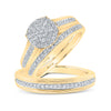 Yellow-tone Sterling Silver His Hers Round Diamond Cluster Matching Wedding Set 5/8 Cttw