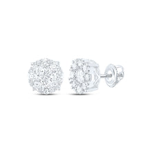  14k White Gold Womens Round Diamond Flower Cluster Earrings 2-1/4 Cttw