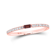  10k Rose Gold Womens Baguette Garnet Diamond Band Ring 1/4 Cttw