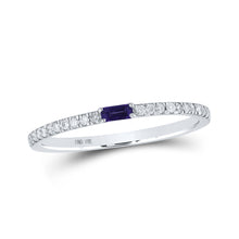  10k White Gold Womens Baguette Amethyst Diamond Band Ring 1/5 Cttw
