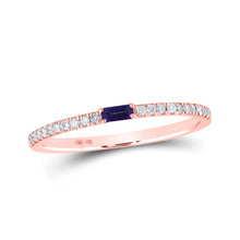  10k Rose Gold Womens Baguette Amethyst Diamond Band Ring 1/5 Cttw